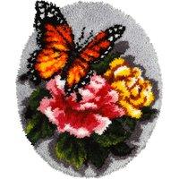 Orchidea L/HK RUG FLRL B/FLY - Latch Hook Kit: Rug: Shaped: Floral Butterfly