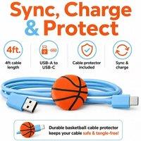 BluCore 4ft USB-A to USB-C Charging & Sync Cable with Basketball Cable in Blue