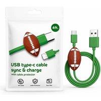 BluCore 4ft USB-A to USB-C Charging & Sync Cable with rugby in Green