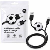BluCore 4ft USB-A to C Charging Cable with foottball Cable Protector in Black