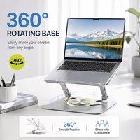 BluCore 360 Adjustable Aluminium Laptop Stand with Rotating Base in Metallic Silver