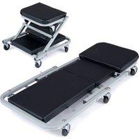 Costway 36 2-in-1 Mechanic Creeper & Z-Seat with 6 Swivel Casters in Black