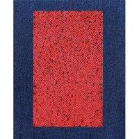 Marbet Denim Patches: with Sequins: Iron-on: 20 x 15cm: Blue & Red | Size: 20 x 15 cm
