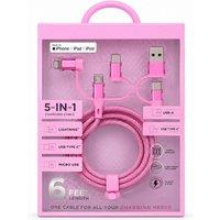 BluCore 3-in-1 6ft Braided Charging Cable with USB-A Connector in Bright Pink