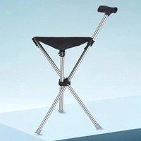 NESTLUNE 2in1 Folding Walking Stick Seat Portable Cane Seat Stool in Black