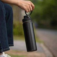 FLAVORA 1.2L Leakproof Stainless Steel Insulated Water Bottle in Black | Size: 0.6m2