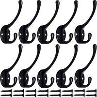 FLAVORA 20pcs Wall Mount Multi Pack Coat Hooks with 40pcs Screws in Black | Size: 500mm