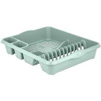 FLAVORA Sage Plastic Dish Drainer with Cutlery Holder in Green | Size: 0.6m2