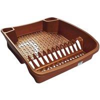 FLAVORA Rose Gold Large Plastic Dish Drainer with Cutlery Holder | Size: 0.6m2