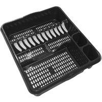 FLAVORA MIDNIGHT BLACK 46cm Large Plastic Kitchen Dish Drainer | Size: 0.6m2