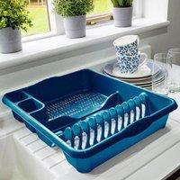 FLAVORA NAVY 46cm Large Plastic Kitchen Dish Drainer | Size: 0.6m2