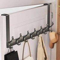 KORVIXA 7 Hooks Over The Door Hanger Clothes Coat in Black | Size: 500mm