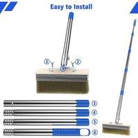 PAWNORA Long Handle Decking Paint Brush with 2 Paint Brush Head in Silver | Size: 10000mm x 520mm