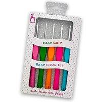 Pony C/HK SET E/GRIP P/DOT - Crochet Hook Set: Easy Grip: Polka Dot: Set of 5: Assorted Sizes in White