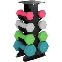 NESTLUNE Hex Dumbbells Set with Dumbbell Rack, 1kg, 2kg, 3kg, 4kg Set | Size: 0-18 m