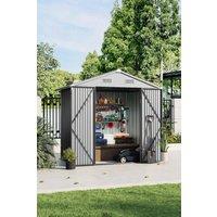 Garden Sanctuary 46 ft Garden Metal Storage Shed with Lockable Door in Grey