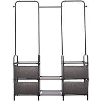 H&O Direct Metal Freestanding Garment Rack with Shelves in Grey