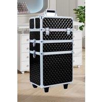 Living and Home Diamond Pattern Cosmetic Makeup Train Case in Black