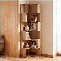 Living and Home 6-Tier Wooden L-shaped Corner Storage Shelf in Light Oak