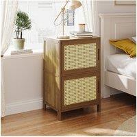 Living and Home Modern Minimalist Style 2-Tier Nightstand Bedside Table in Natural