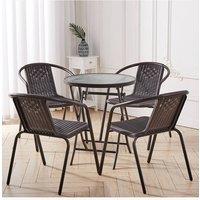 Living and Home 4-Person Chair and Table Set in Brown