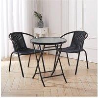 Living and Home Bachmann 2 Seater Dining Bistro Set in Black
