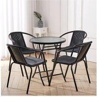 Living and Home Avondale 4 Seater Dining Set in Black