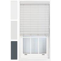 Furnished Venetian Window Blinds Faux Wood 50mm Slats in Grey | Size: 120 cm width x 150 cm drop