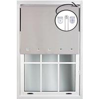 Furnished Grey Blackout Roller Blind with Chrome Square Eyelets & Metal Fittings | Size: 225 cm width x 165 cm drop