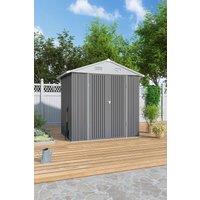 H&O Direct 46 ft Outdoor Metal Lockable Garden Storage Shed in Grey