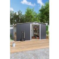 H&O Direct Metal Outdoor Tool Storage Shed with Log Storage in Black