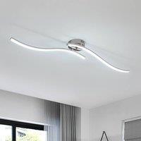 Pheashine Silver Double Wave LED Ceiling Light, 30W 6500K Cool White, 92cm