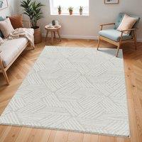 Livabliss Cloudy Shag-Geometric Grey Beige Soft Plush Pile Living Bedroom Rug | Size: 200 cm x 275 cm