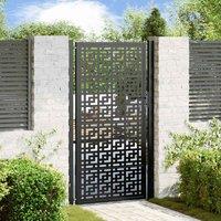 Berkfield Home Garden Gate Black 105x180 cm Steel Cross Design