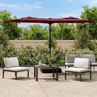 Berkfield Home Double-Head Parasol with LEDs Bordeaux Red 316x240 cm