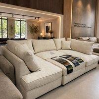 Home & Love Carnaby Cinema Sofa U Shape Corner Sofa - Chenille Cream