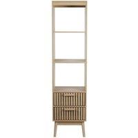 CALICOSY 2-Drawer Column With Grooved Fronts & 3 Niches, H160 Cm - KLAUS in Light Brown