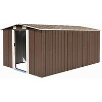 Berkfield Home Garden Shed 257x392x181 cm Metal Brown | Size: 257 x 392 x 181 cm