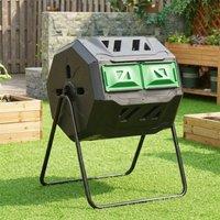 STILVORA 160L Dual Chamber Composter with Rotating Design in Black