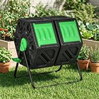 STILVORA 130L Double Chamber Compost Bin with Rotating Design in Black