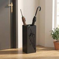 STILVORA Umbrella Stand with 4 Hooks & Drip Tray Black