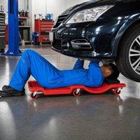 STILVORA Mechanic Creeper Board with Headrest & Side Trays in Red
