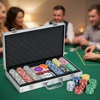 STILVORA 300-Piece Poker Chip Set with Aluminium Case in Silver