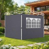 STILVORA Gazebo Side Panels 3 m with Window in Grey