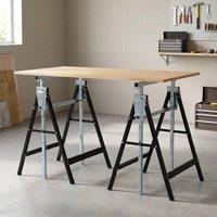 STILVORA Set of 2 Adjustable Saw Horses Black