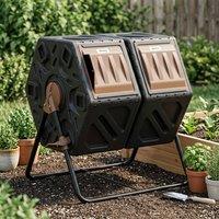 STILVORA Compost Bin 130L Double Chamber with Rotating Design in Black