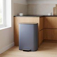STILVORA 50L Pedal Bin with Soft-Close Lid & Stay-Open Function in Grey