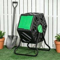 STILVORA 65L Rotating Compost Bin with 24 Ventilation Holes in Black