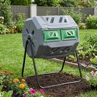 STILVORA 160L Rotating Composter with Dual Chamber in Grey
