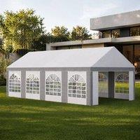 STILVORA Party Tent 8 x 4m with Removable Sides & Double Doors in White